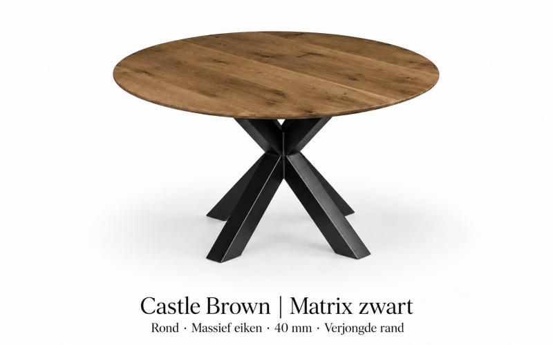 Ronde eiken eettafel 4 cm met verjongde rand &ndash; stel zelf samen